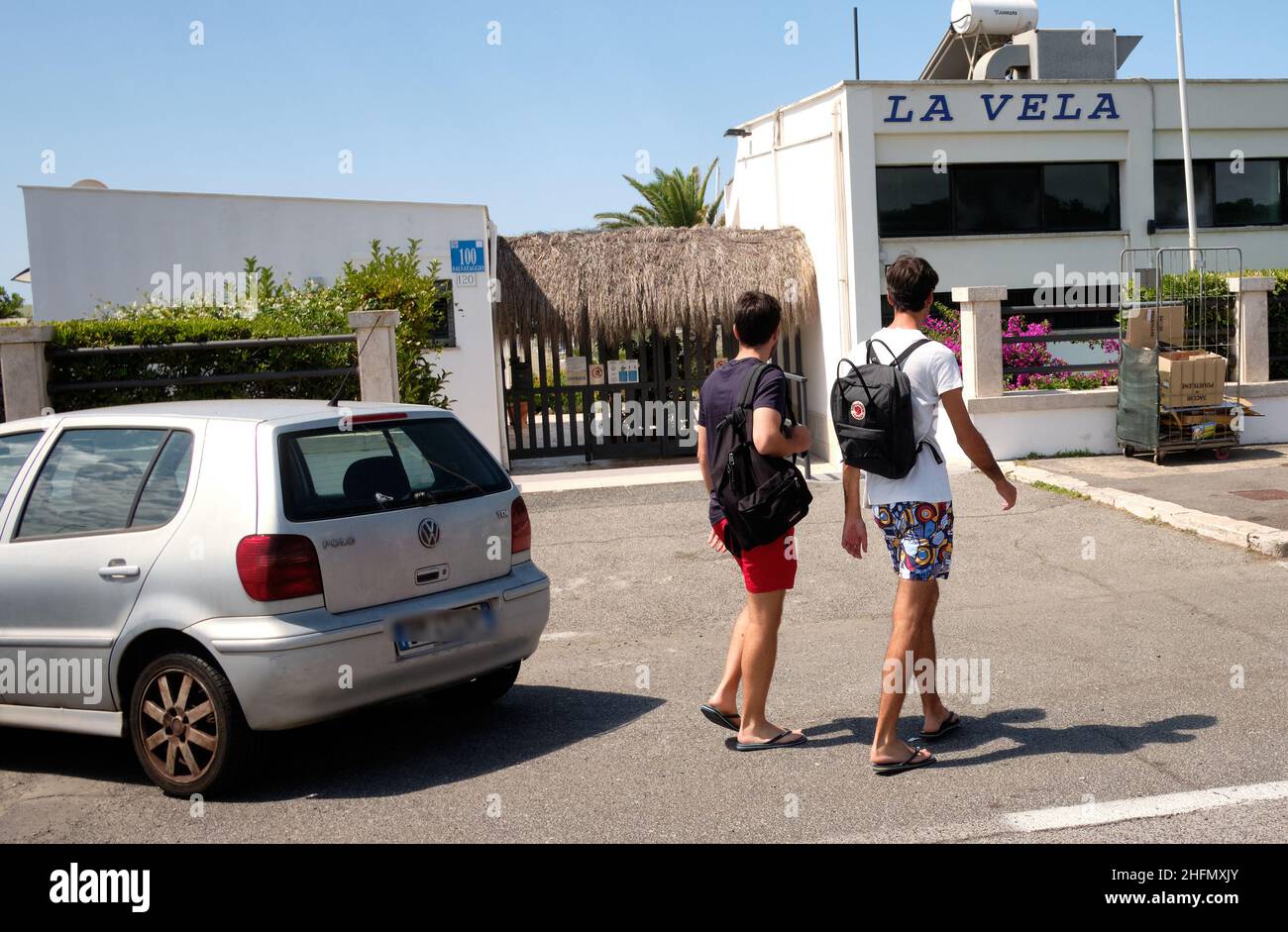 Mauro Scrobogna /LaPresse July 18, 2020&#xa0; Rome, Italy News Covid - closure of the bathing establishment in Ostia In the photo: La Vela bathing establishment, Lungomare Amerigo Vespucci in Ostia closed by the health authorities in the case of a chef from Bangladesh who tested positive for the virus. Stock Photo