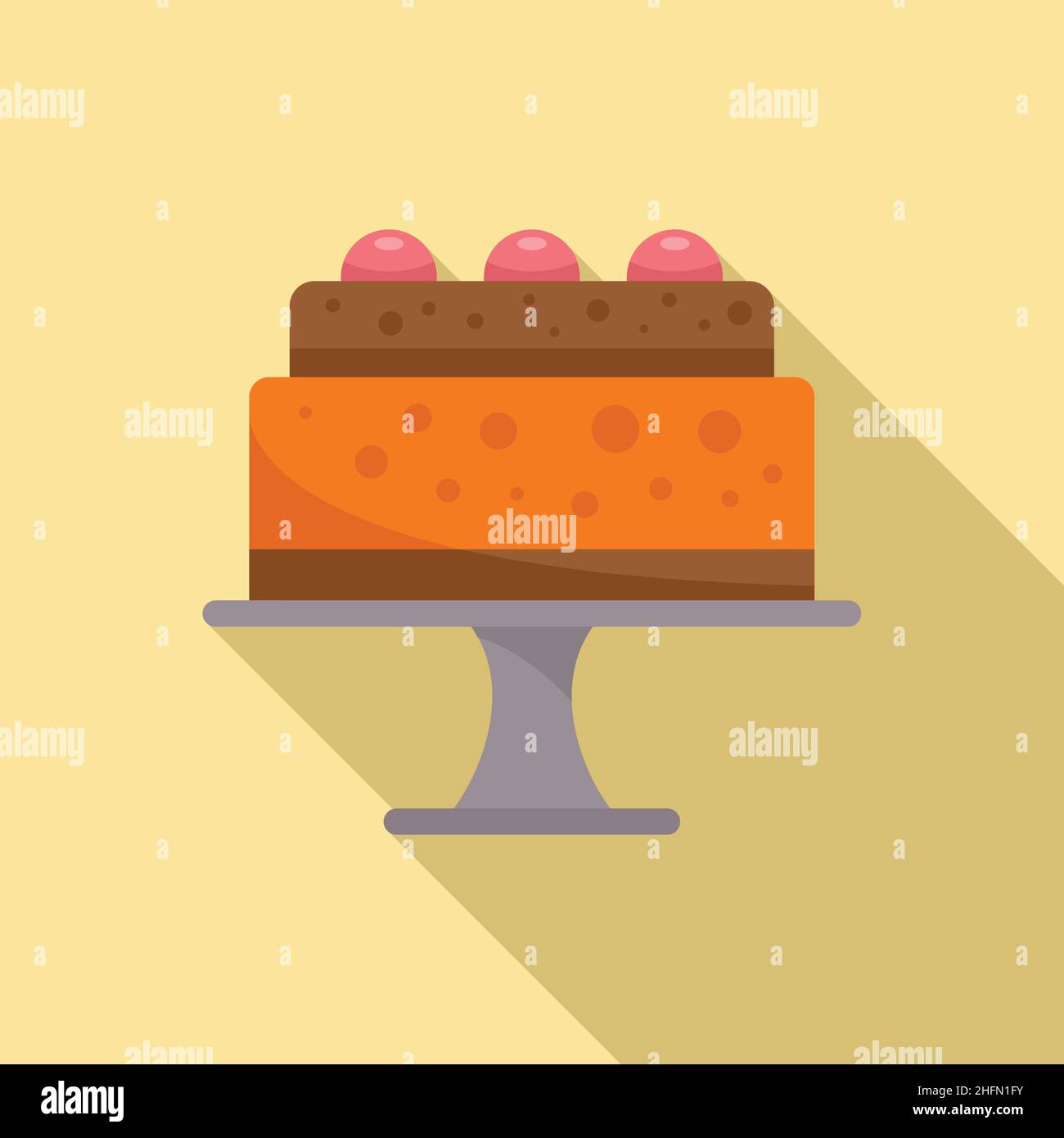 Party cake icon flat vector. Birthday anniversary. Sweet cream Stock ...