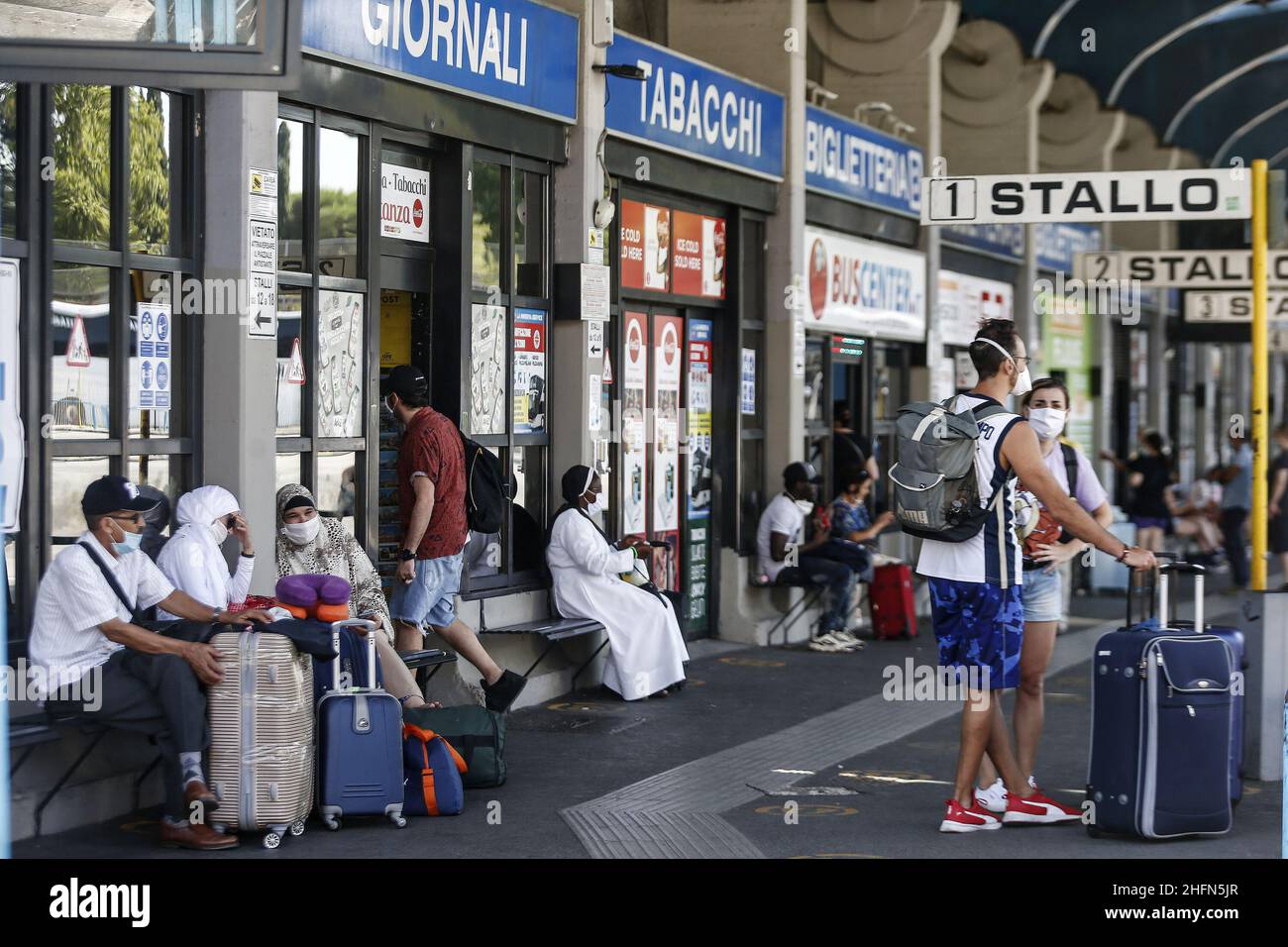 Cecilia Fabiano/LaPresse July 29 , 2020 Rome (Italy) News: The ASL organizes voluntary serological tests for bus passengers from the most contagious European countries In the pic : Tiburtina Station Stock Photo