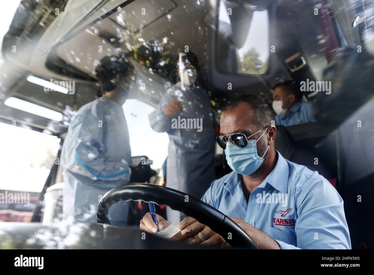 Cecilia Fabiano/LaPresse July 29 , 2020 Rome (Italy) News: The ASL organizes voluntary serological tests for bus passengers from the most contagious European countries In the pic : Tiburtina Station Stock Photo