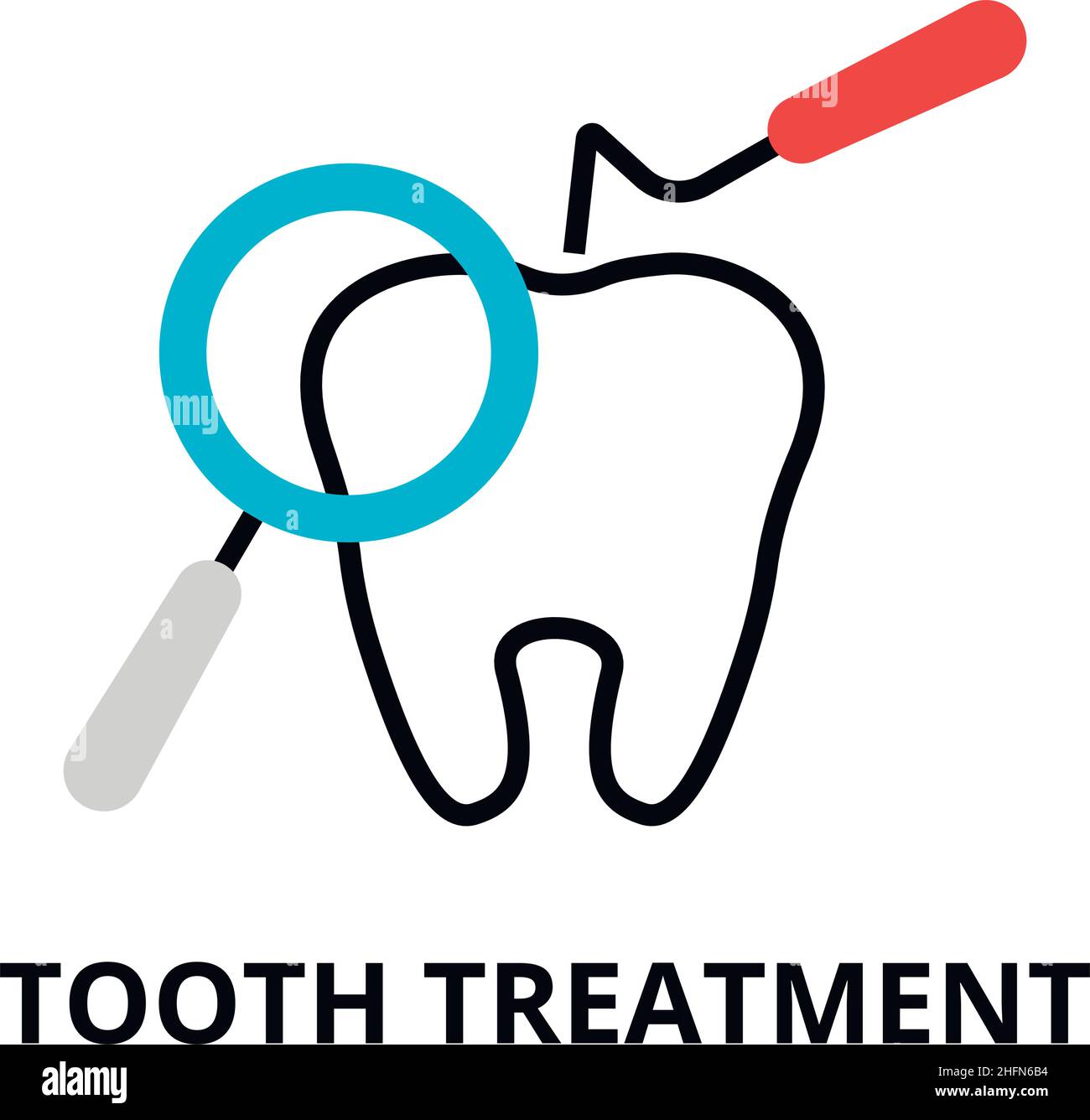 Modern flat editable line design vector illustration, concept of tooth treatment icon, for graphic and web design Stock Vector