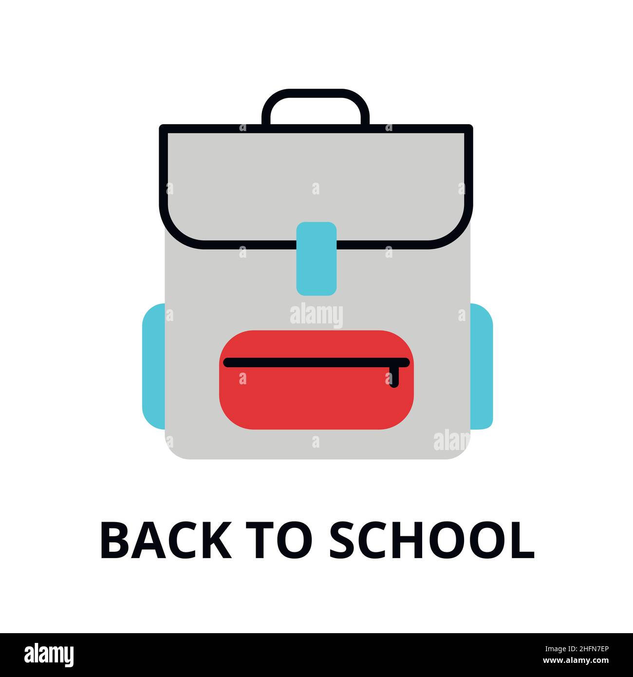 Back to school icon, flat thin line vector illustration, for graphic and web design Stock Vector