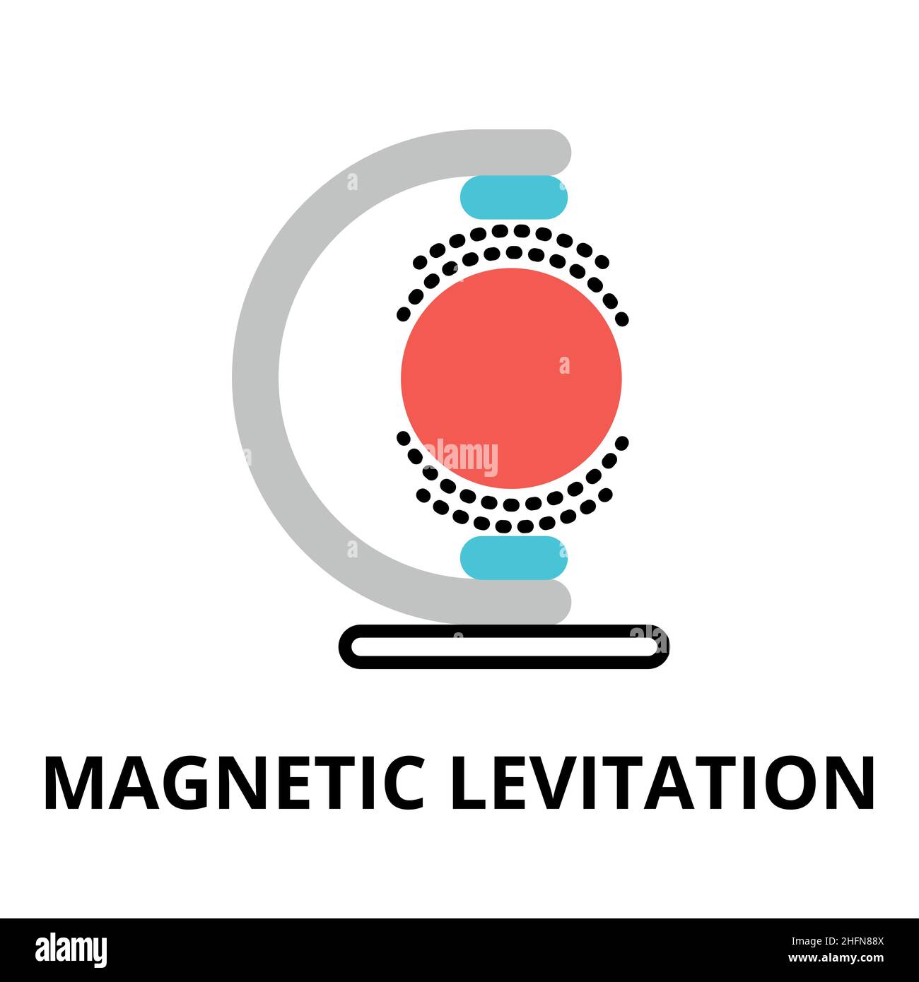 Modern flat editable vector line icon of future technology - magnetic levitation, for graphic and web design Stock Vector