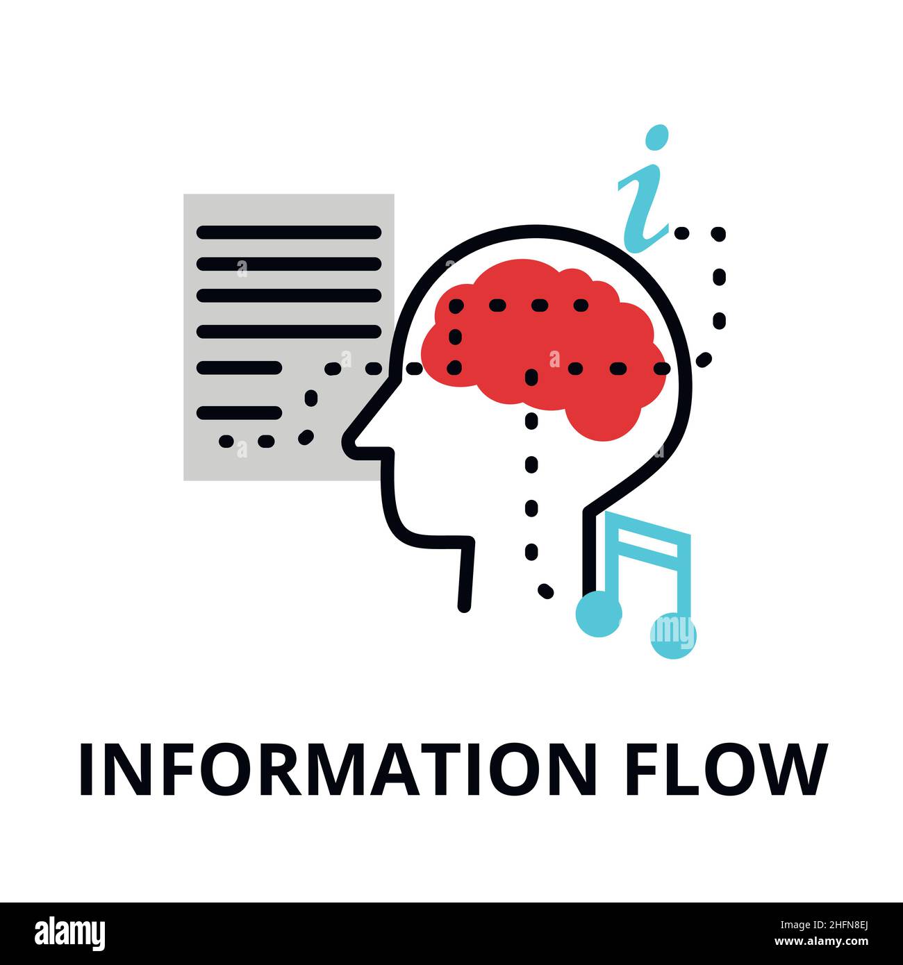 Information flow icon, flat thin line vector illustration, for graphic and web design Stock Vector