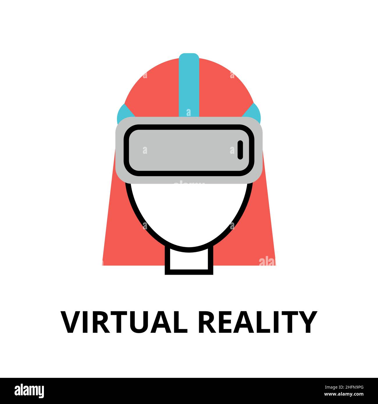 Modern flat editable vector line icon of future technology - virtual reality, for graphic and web design Stock Vector