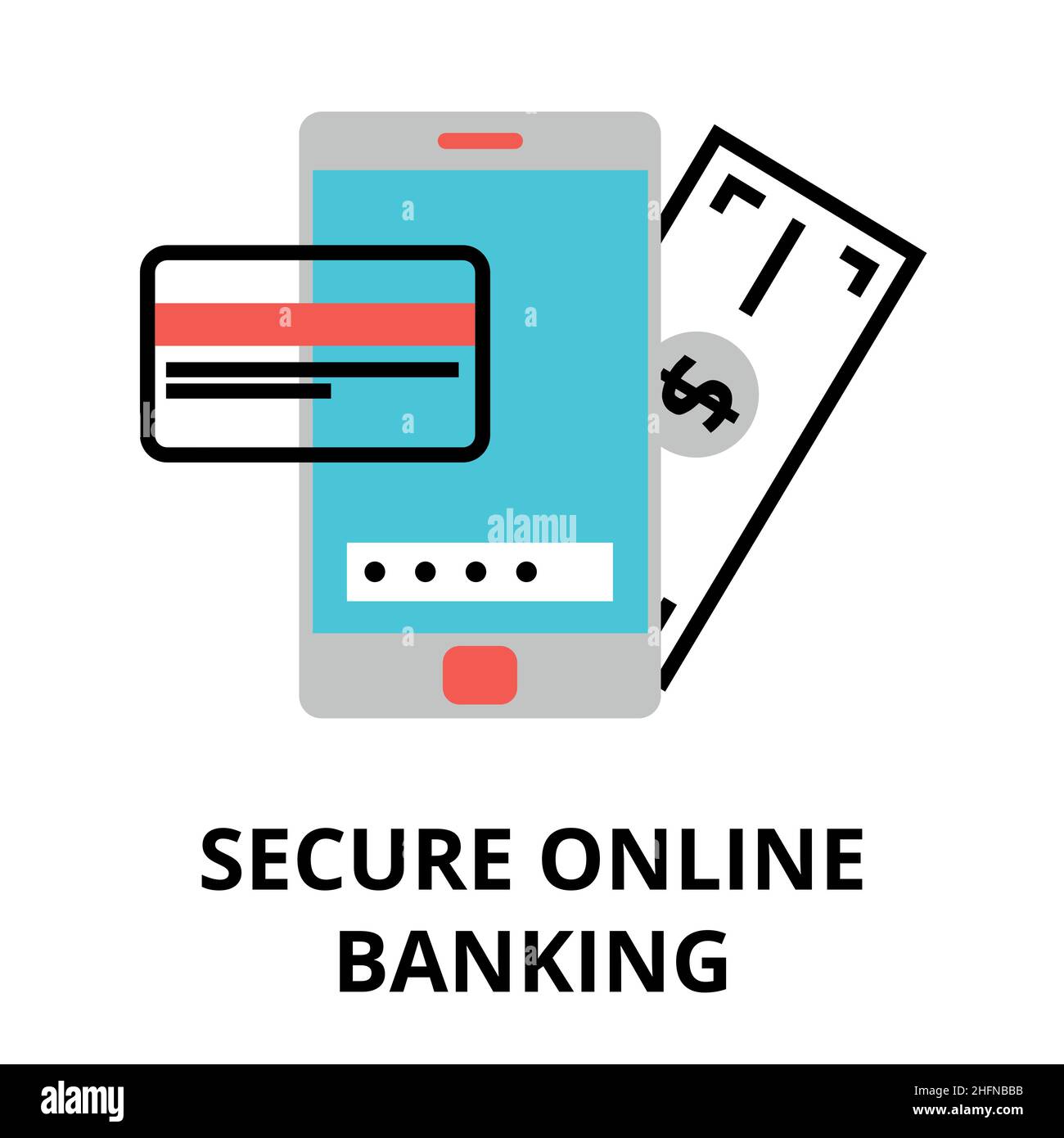 Modern flat design vector illustration, secure online banking icon, for graphic and web design Stock Vector