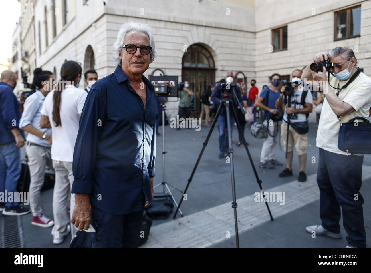 Cecilia Fabiano/LaPresse August 10 , 2020 Rome (Italy) News: Burial Chamber for the actress Franca Valeri at Argentina Theatre In the pic : Tullio Solenghi Stock Photo
