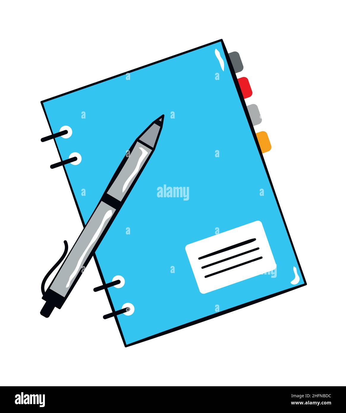 Notepad with pen cartoon sticker in retro style on white background, vector  illustration for business and education themes Stock Vector Image & Art -  Alamy