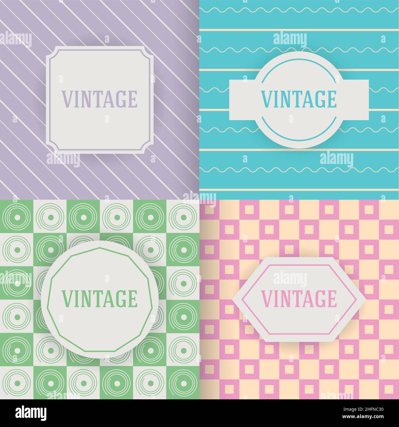 Set of vintage patterns, vector illustration, for web and graphic design Stock Vector