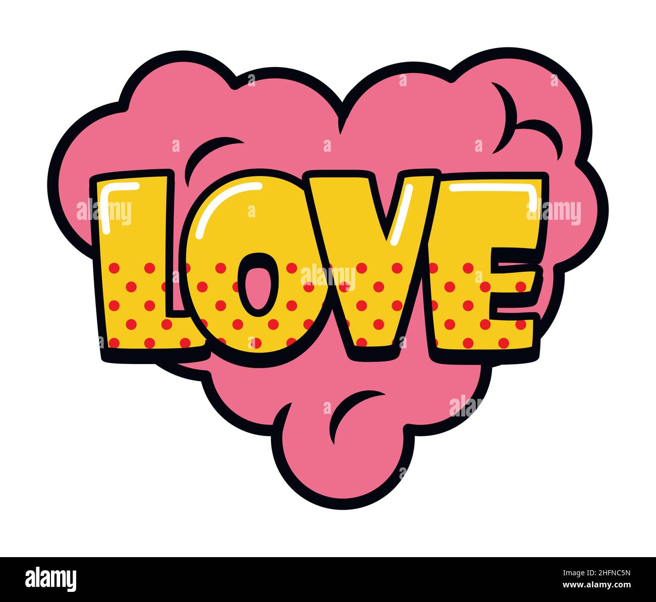 Love speech bubble in retro style. Vector illustration isolated on white background Stock Vector