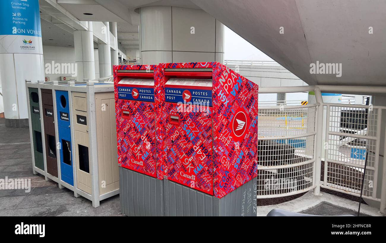 Vancouver, Canada January 8,2022 A Canada Post street letter box