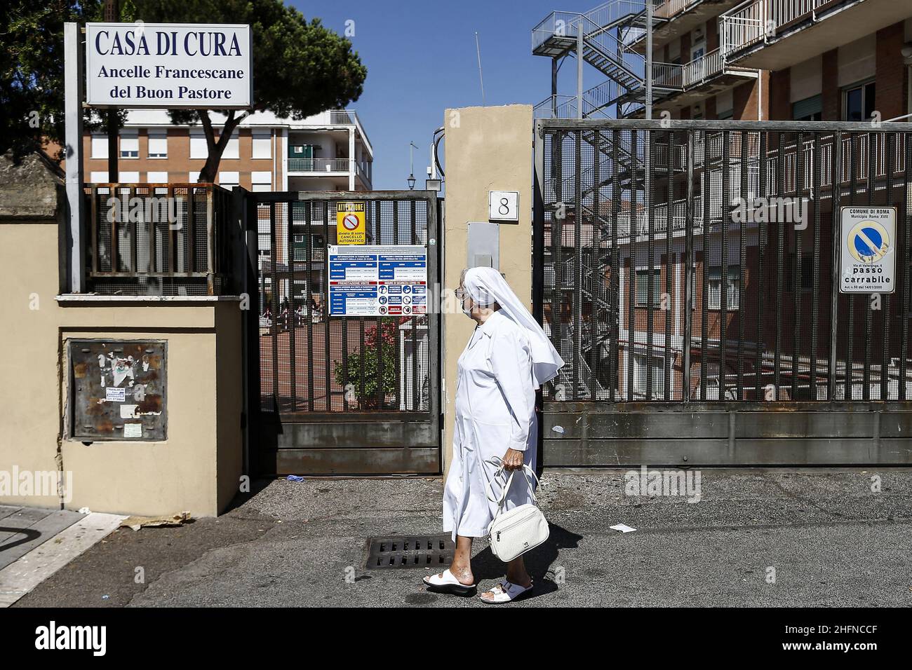 Cecilia Fabiano/LaPresse August 15 , 2020 Rome (Italy) News: Virus outbreak : Nursing Home Ancelle Francescane del Buon Pastore where more than twenty case of infections have been found In the pic : the nursing home Stock Photo