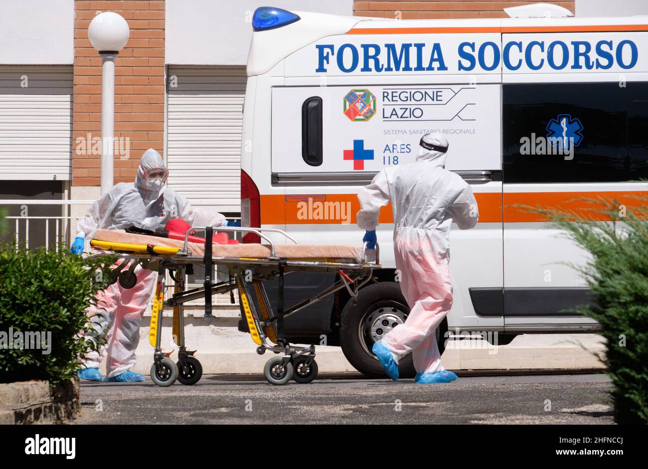 Mauro Scrobogna/LaPresse August 17, 2020&#xa0; Rome, Italy News Coronavirus outbreak: nursing home of the Ancelle Francescane del Buon Pastore. In the photo: in the nursing home of the Ancelle Francescane del Buon Pastore 24 cases of positive covid have emerged so far on Sunday and another 8 today for a total of 32 cases. Transfers of patients to specialized structures. Stock Photo