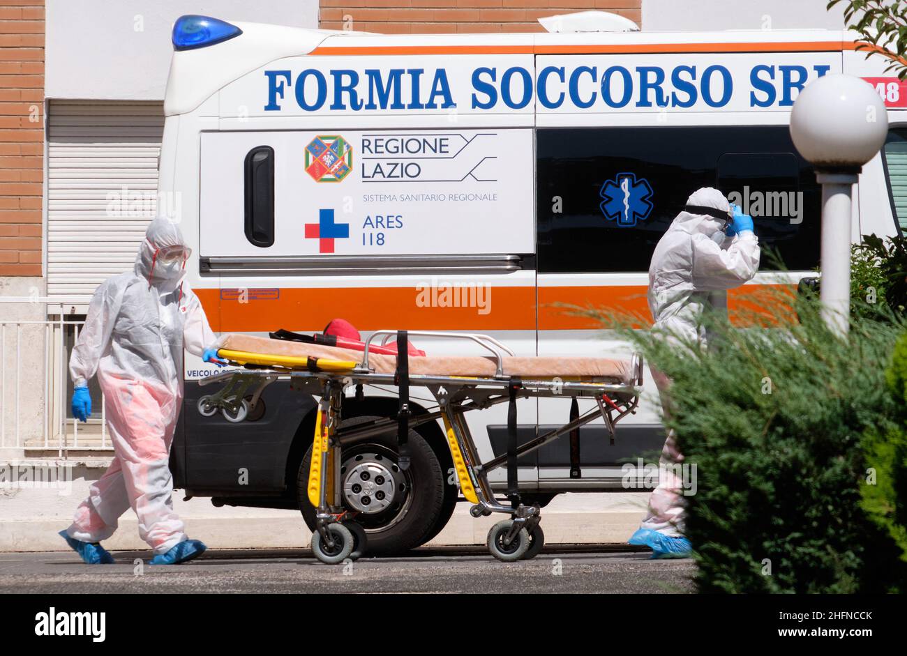 Mauro Scrobogna/LaPresse August 17, 2020&#xa0; Rome, Italy News Coronavirus outbreak: nursing home of the Ancelle Francescane del Buon Pastore. In the photo: in the nursing home of the Ancelle Francescane del Buon Pastore 24 cases of positive covid have emerged so far on Sunday and another 8 today for a total of 32 cases. Transfers of patients to specialized structures. Stock Photo