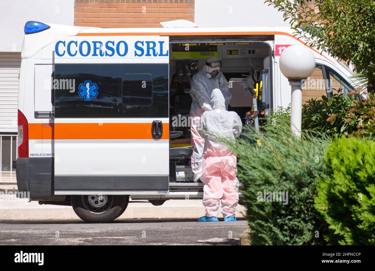 Mauro Scrobogna/LaPresse August 17, 2020&#xa0; Rome, Italy News Coronavirus outbreak: nursing home of the Ancelle Francescane del Buon Pastore. In the photo: in the nursing home of the Ancelle Francescane del Buon Pastore 24 cases of positive covid have emerged so far on Sunday and another 8 today for a total of 32 cases. Transfers of patients to specialized structures. Stock Photo