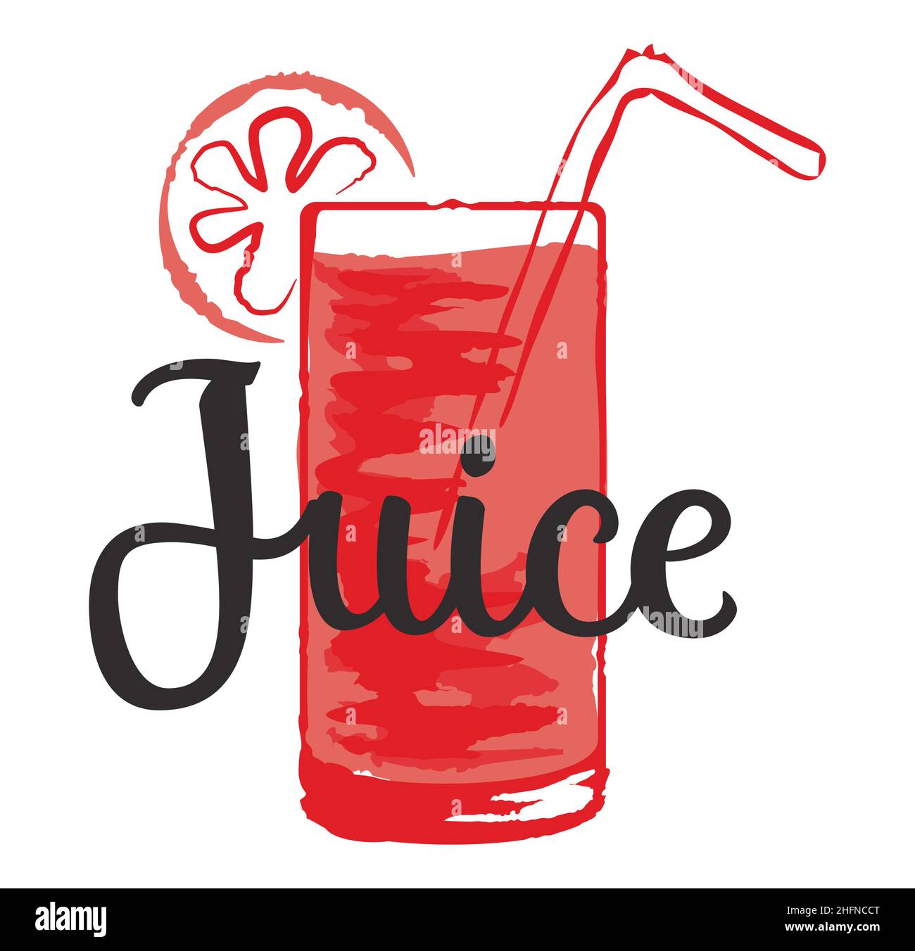 Fruit Juice sticker. Vector illustration in watercolor style, for