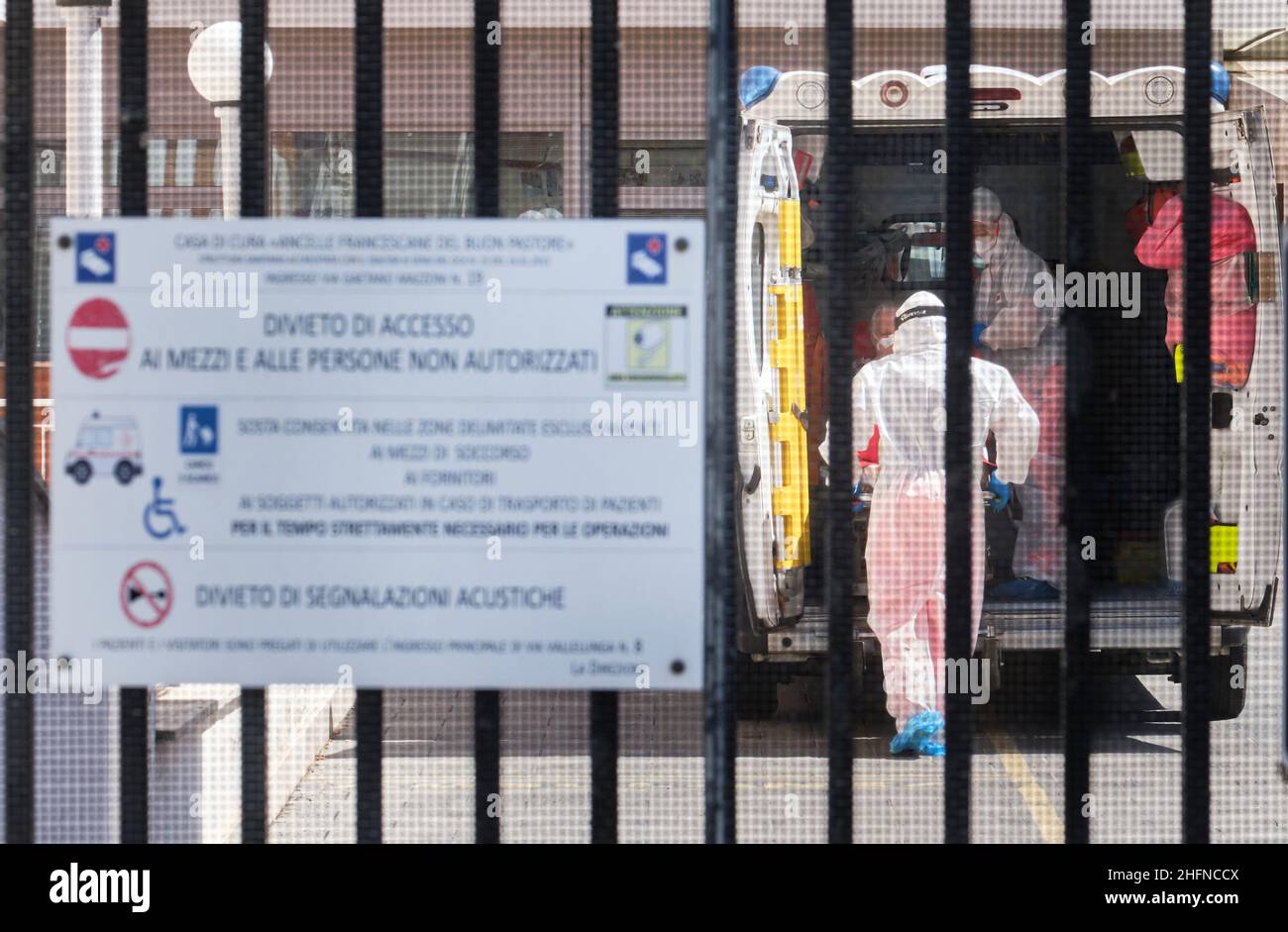 Mauro Scrobogna/LaPresse August 17, 2020&#xa0; Rome, Italy News Coronavirus outbreak: nursing home of the Ancelle Francescane del Buon Pastore. In the photo: in the nursing home of the Ancelle Francescane del Buon Pastore 24 cases of positive covid have emerged so far on Sunday and another 8 today for a total of 32 cases. Transfers of patients to specialized structures. Stock Photo