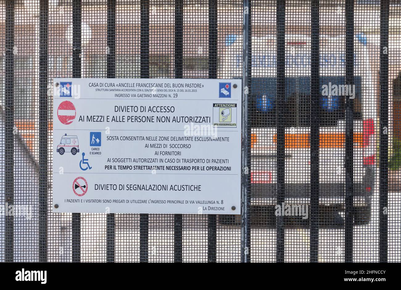 Mauro Scrobogna/LaPresse August 17, 2020&#xa0; Rome, Italy News Coronavirus outbreak: nursing home of the Ancelle Francescane del Buon Pastore. In the photo: in the nursing home of the Ancelle Francescane del Buon Pastore 24 cases of positive covid have emerged so far on Sunday and another 8 today for a total of 32 cases. Transfers of patients to specialized structures. Stock Photo