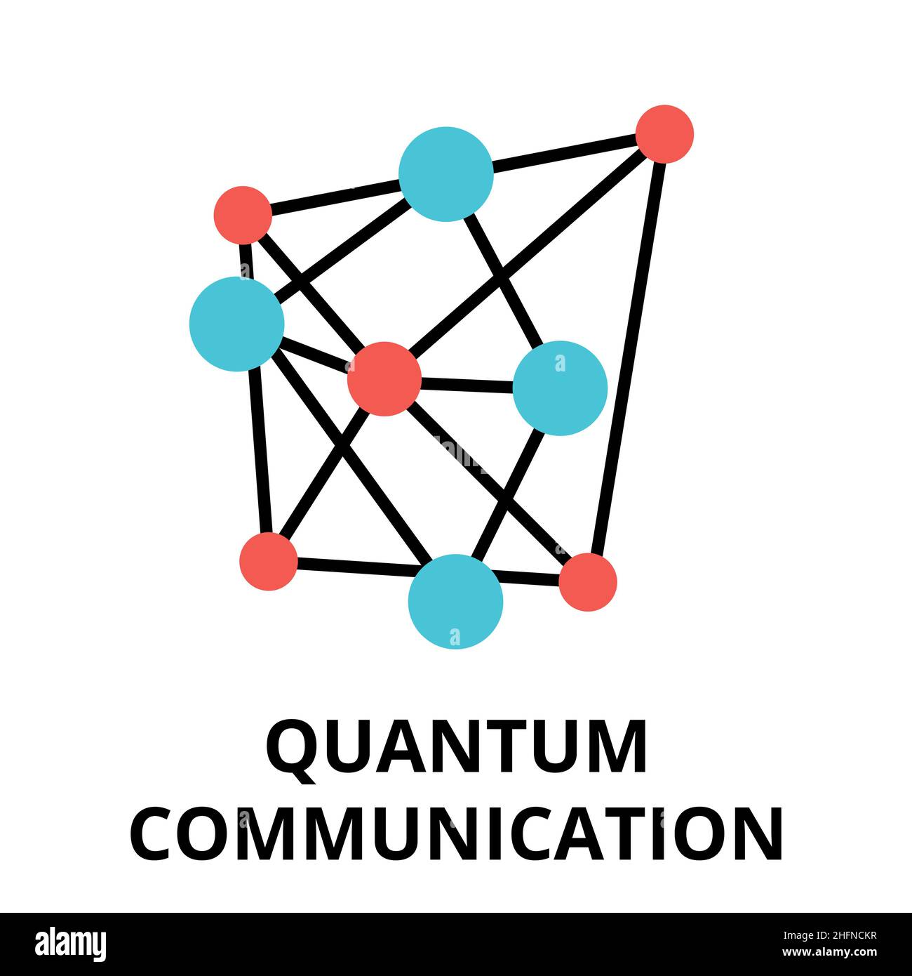 Modern flat editable vector line icon of future technology - quantum communication, for graphic and web design Stock Vector