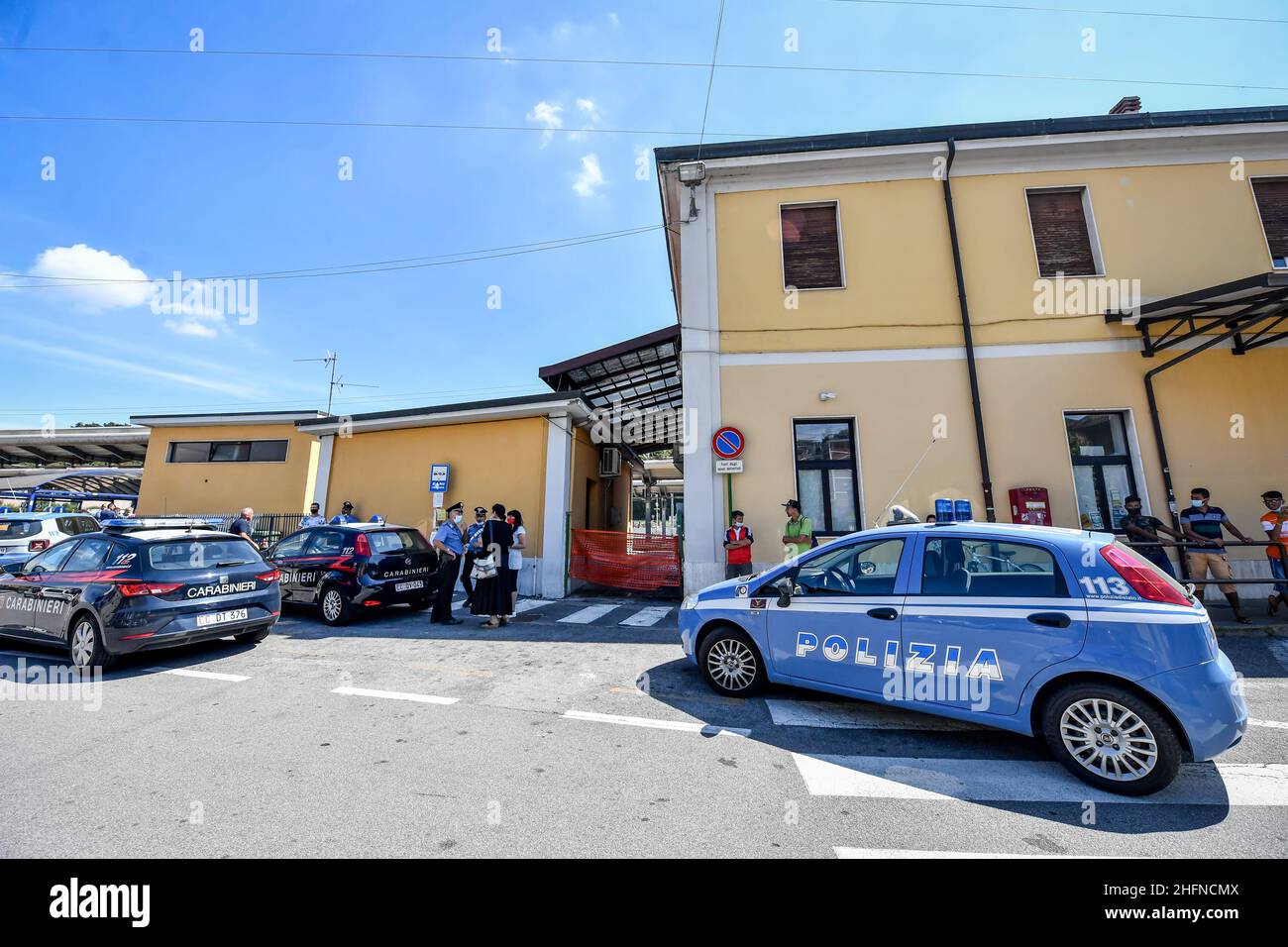 Claudio Furlan - LaPresse 19 August 2020 Carnate (Italy) news Trenord train derailment at Carnate - Usmate station on the Milan - Lecco line Stock Photo