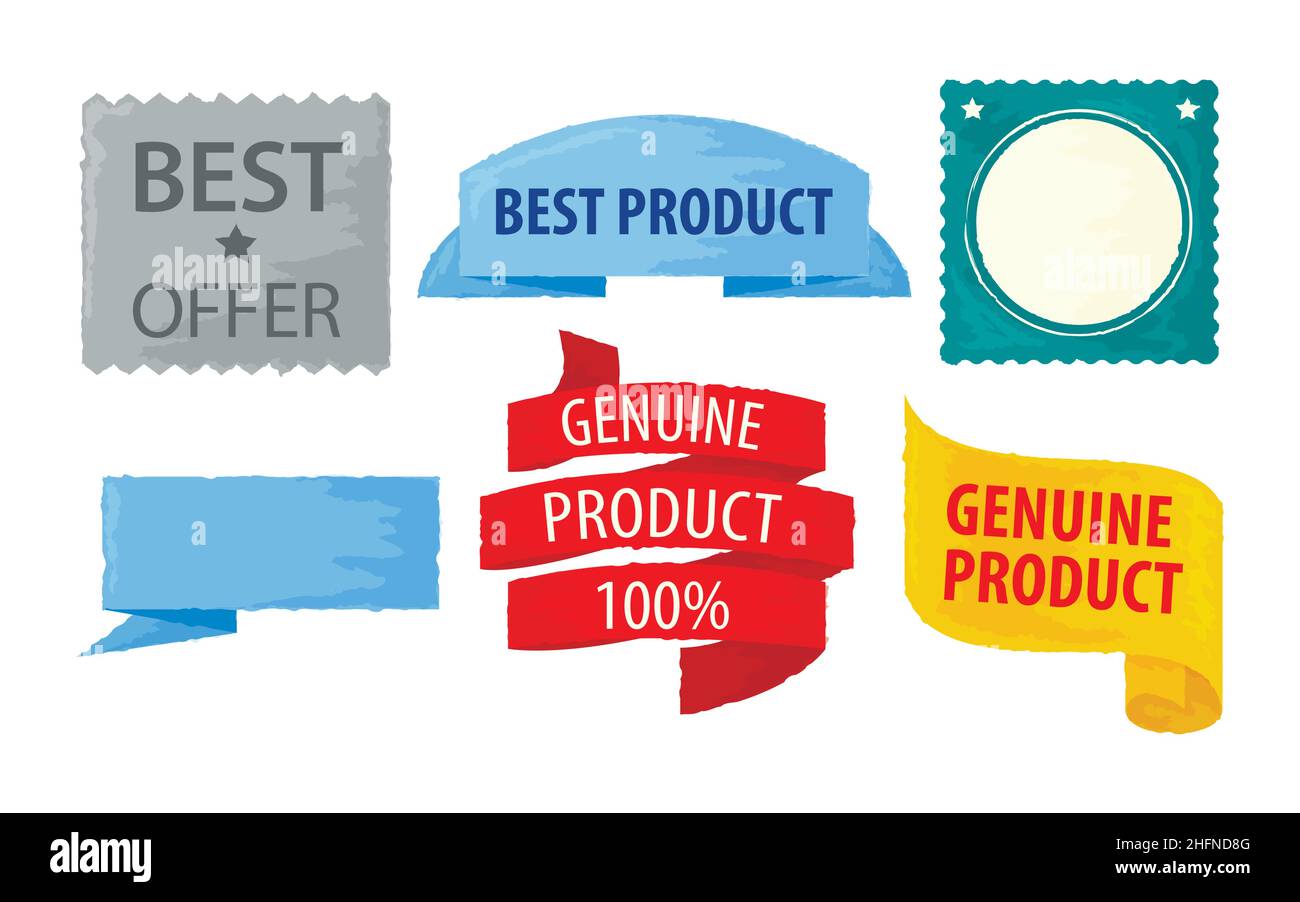 Set of sale and advertistment labels in watercolor style, vector ...