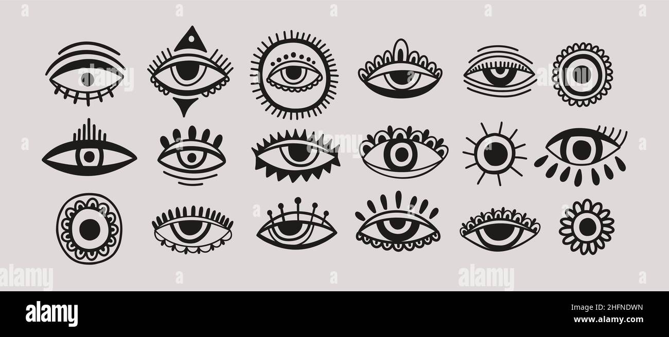 Evil eye third element hand drawn.Esoteric mystic symbol,authentic icon