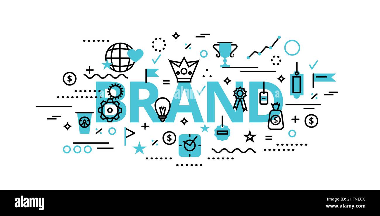 Modern flat thin line design vector illustration, concept of brand, for ...