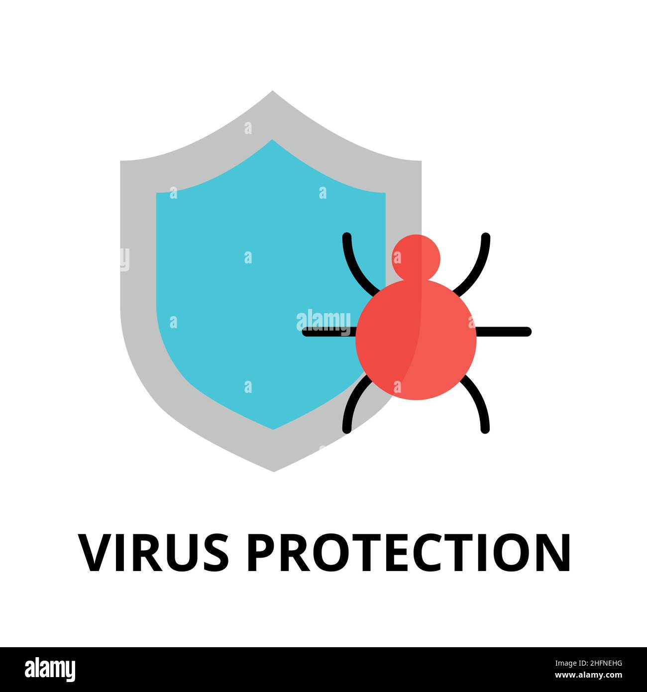 Modern flat design vector illustration, virus protection icon, for graphic and web design Stock Vector