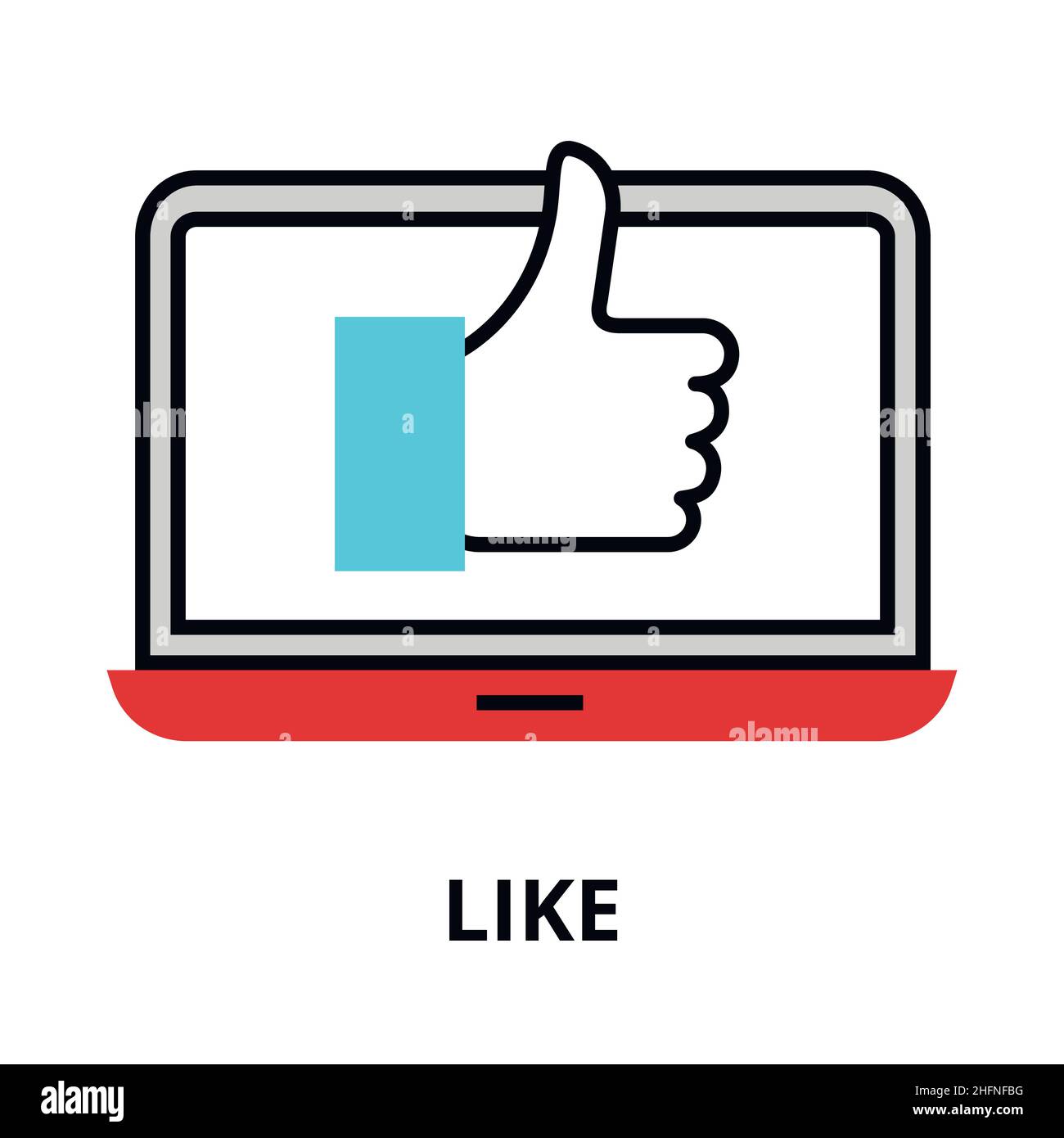Modern flat thin line design vector illustration, concept of like in ...