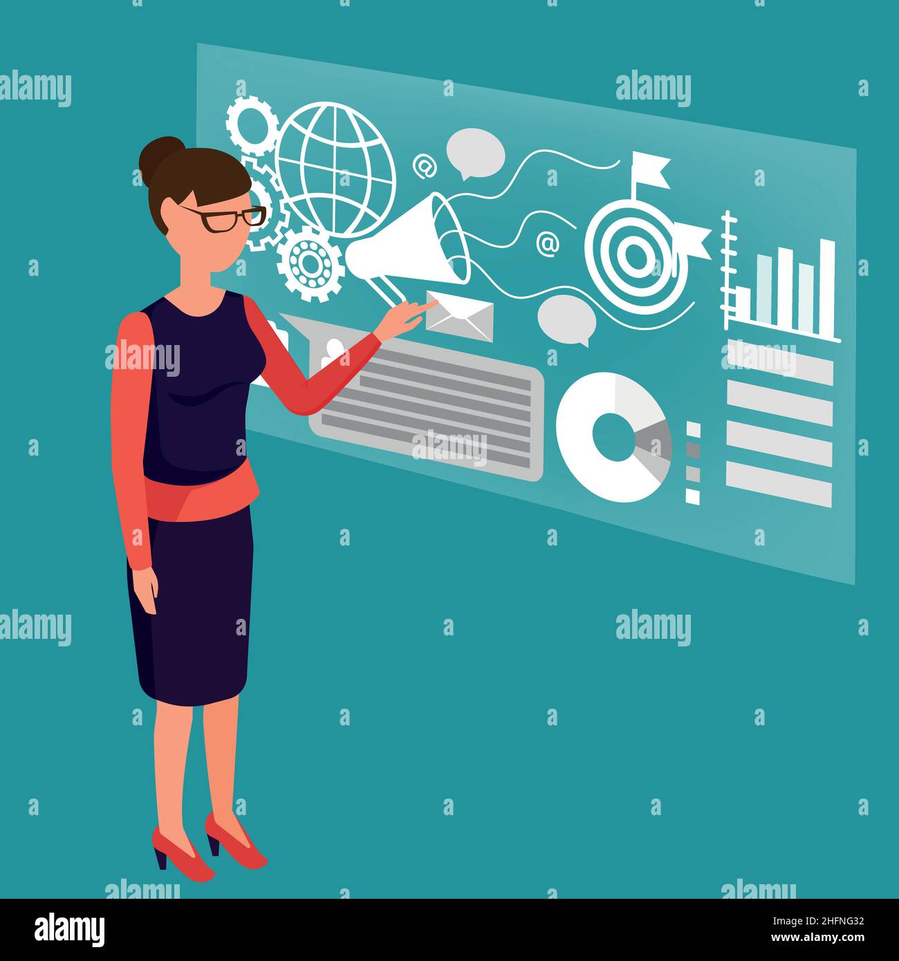 Modern flat design vector illustration, concept of virtual