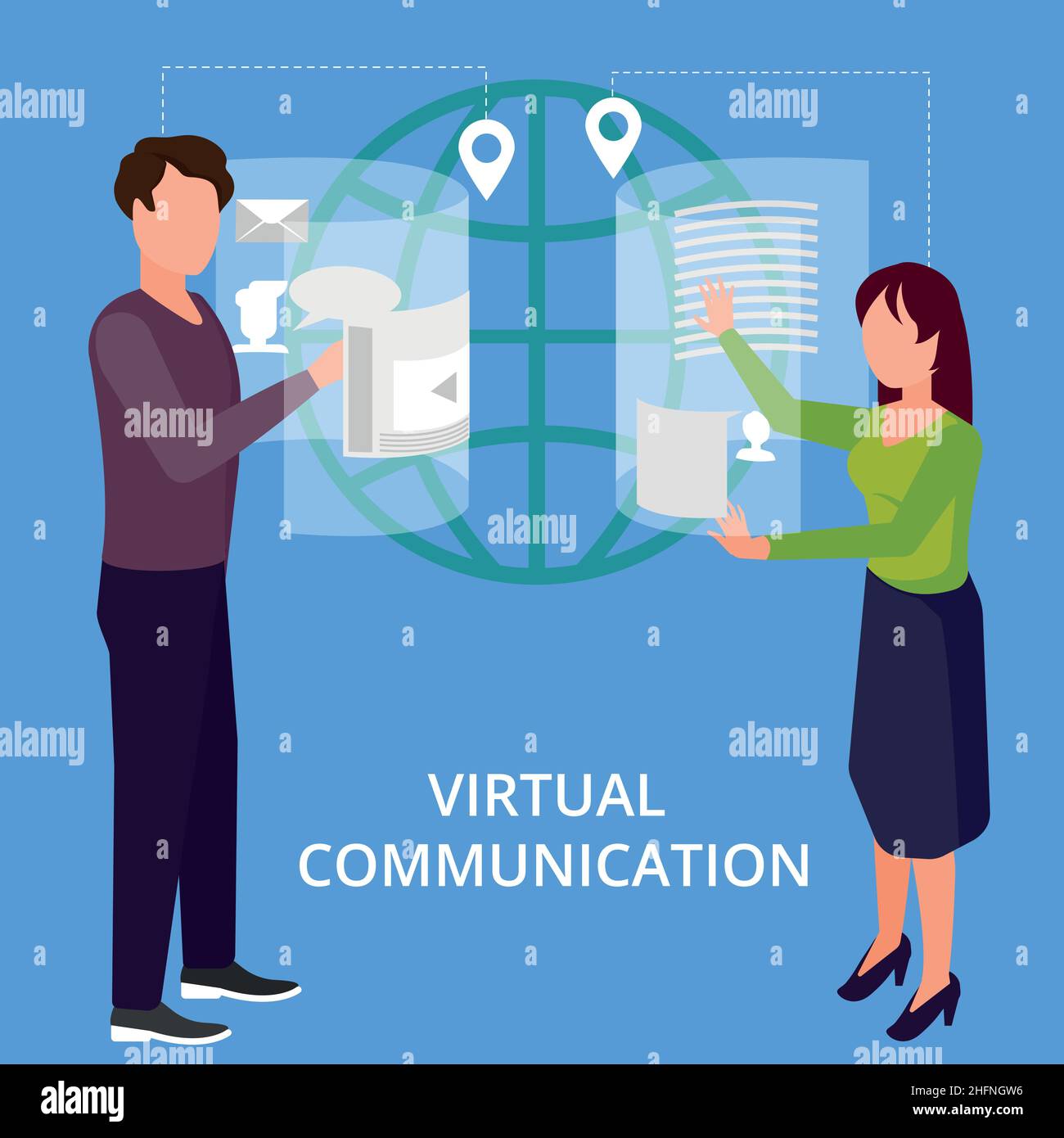 Modern flat design vector illustration, concept of virtual