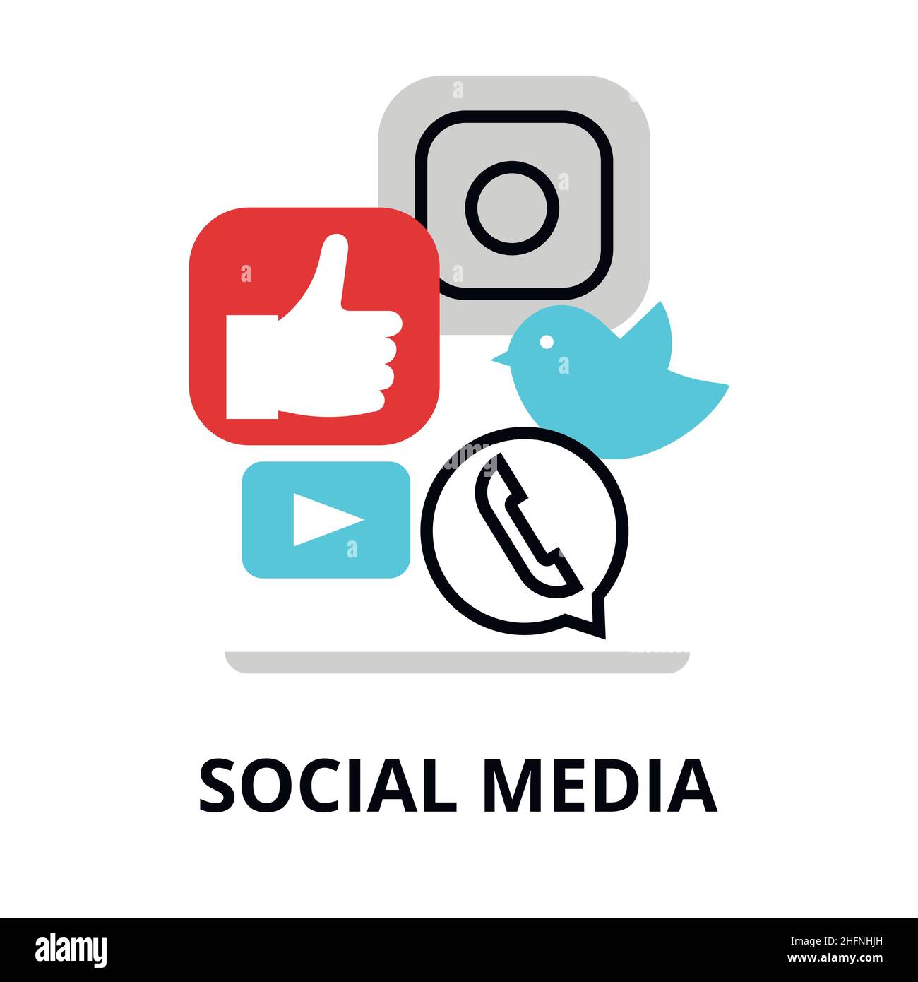 Modern flat thin line design vector illustration, concept of social ...
