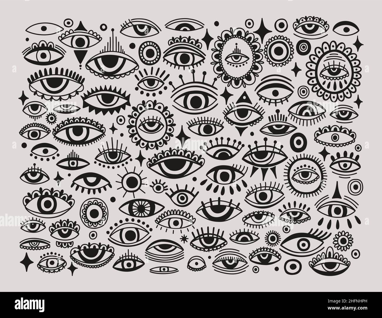 Evil eye third element hand drawn.Esoteric mystic symbol,authentic icon. Stock Vector