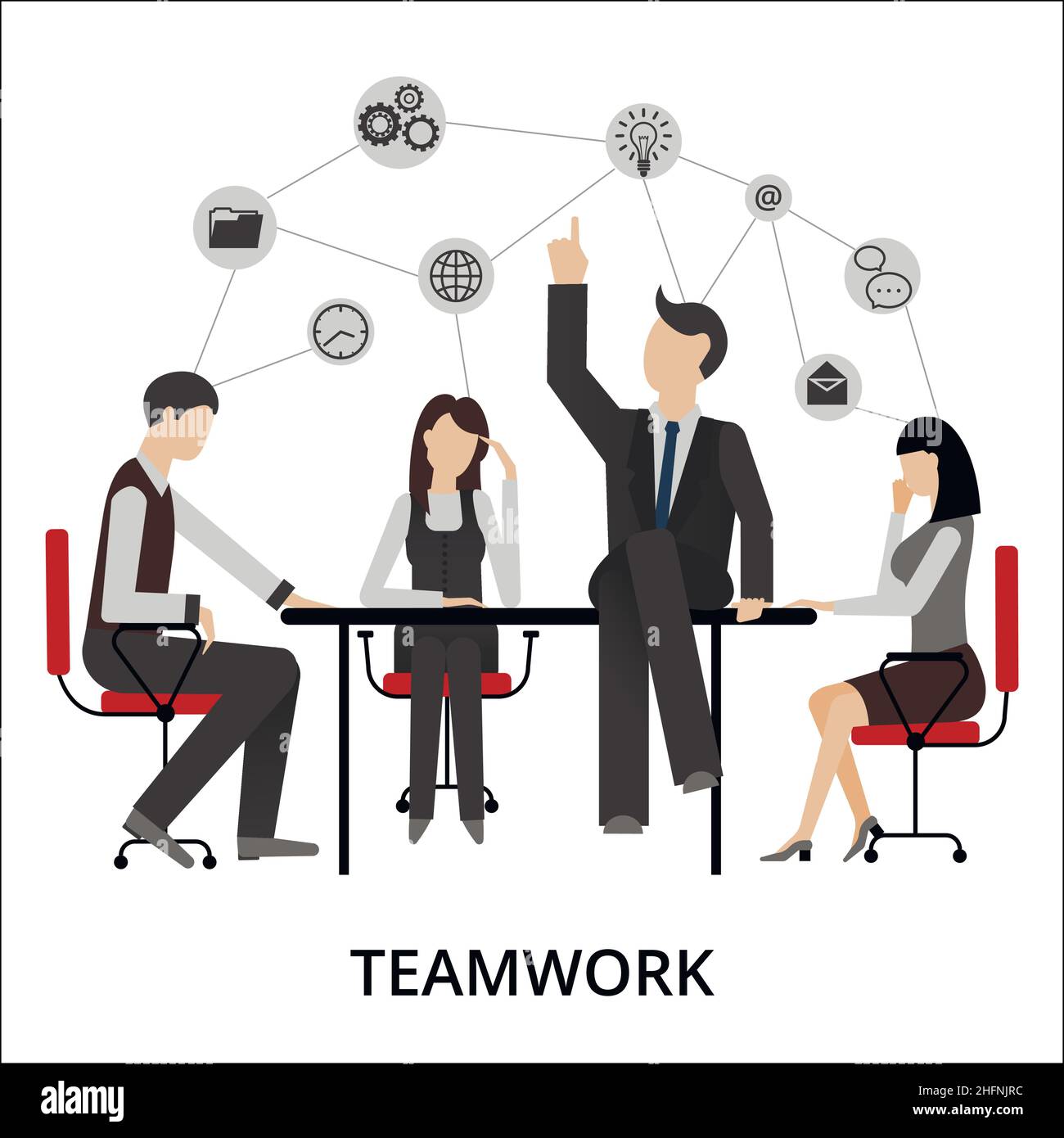 Modern flat design vector illustration, concept of teamwork process and success in business, for graphic and web design Stock Vector