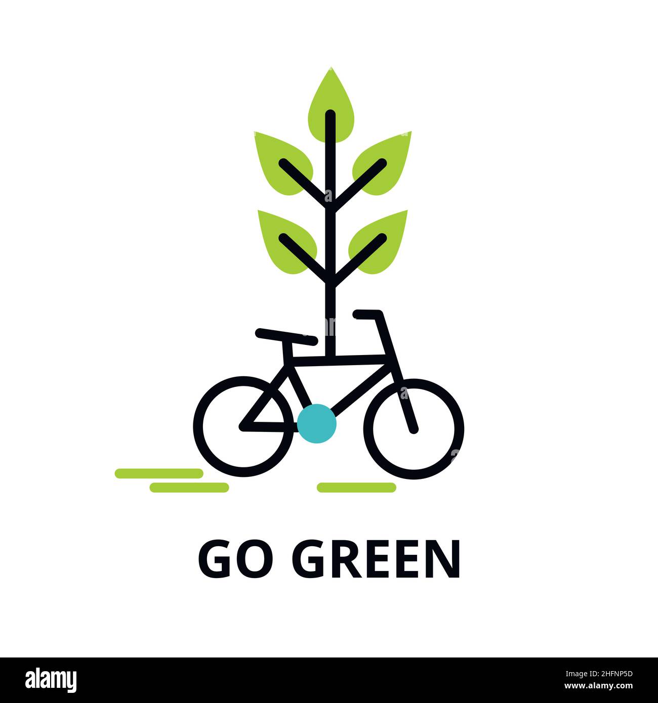 Modern flat thin line design icon, vector illustration, infographic concept of go green, saving nature and alternative energy  for graphic and web des Stock Vector