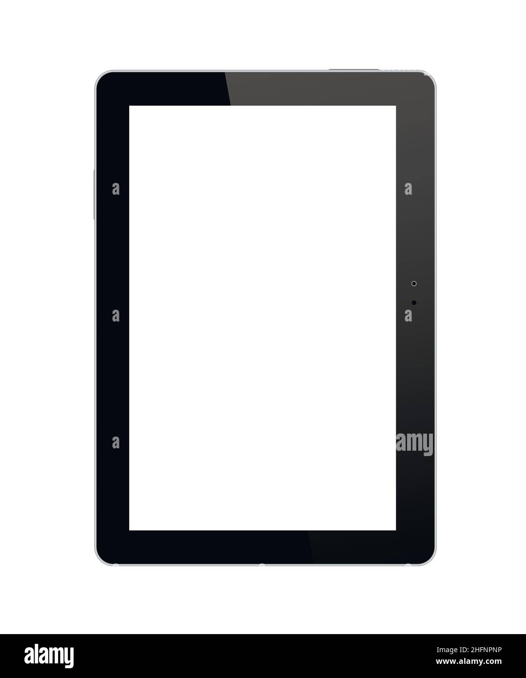 Black tablet PC on white background. Realistic vector illustration, for graphic and web design Stock Vector