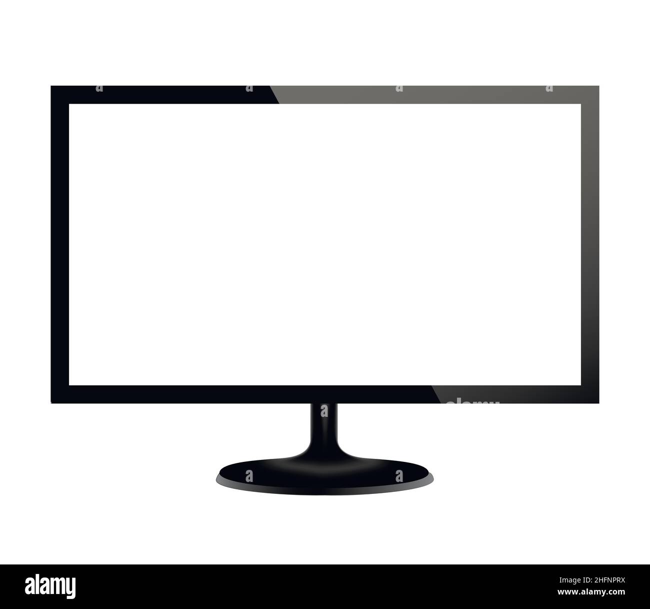 Black computer monitor on white background. Realistic vector illustration, for graphic and web design Stock Vector