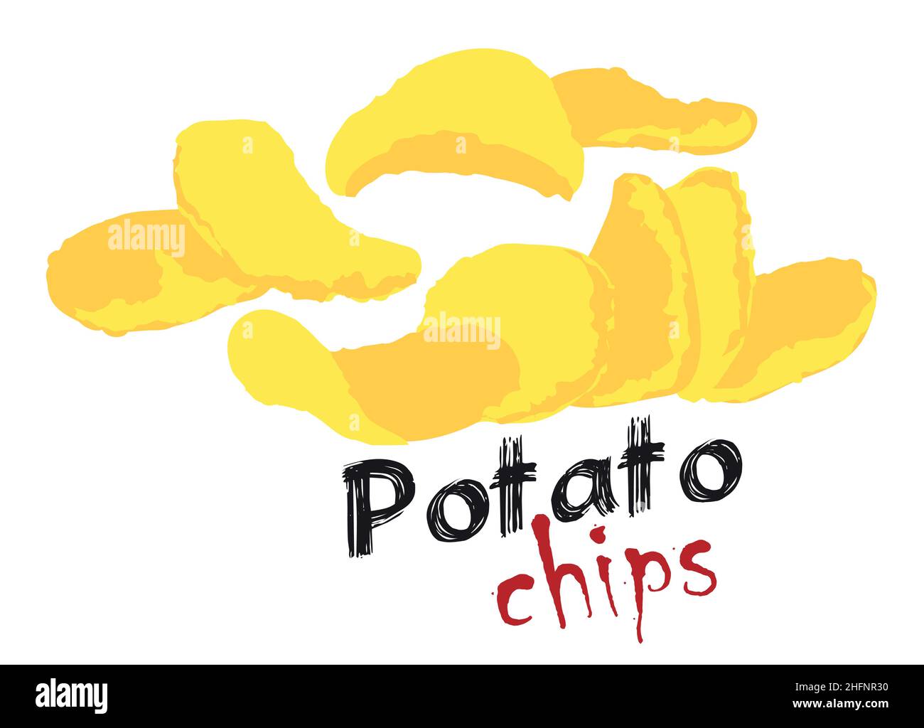 Potato Chips sticker. Vector illustration in watercolor style, for
