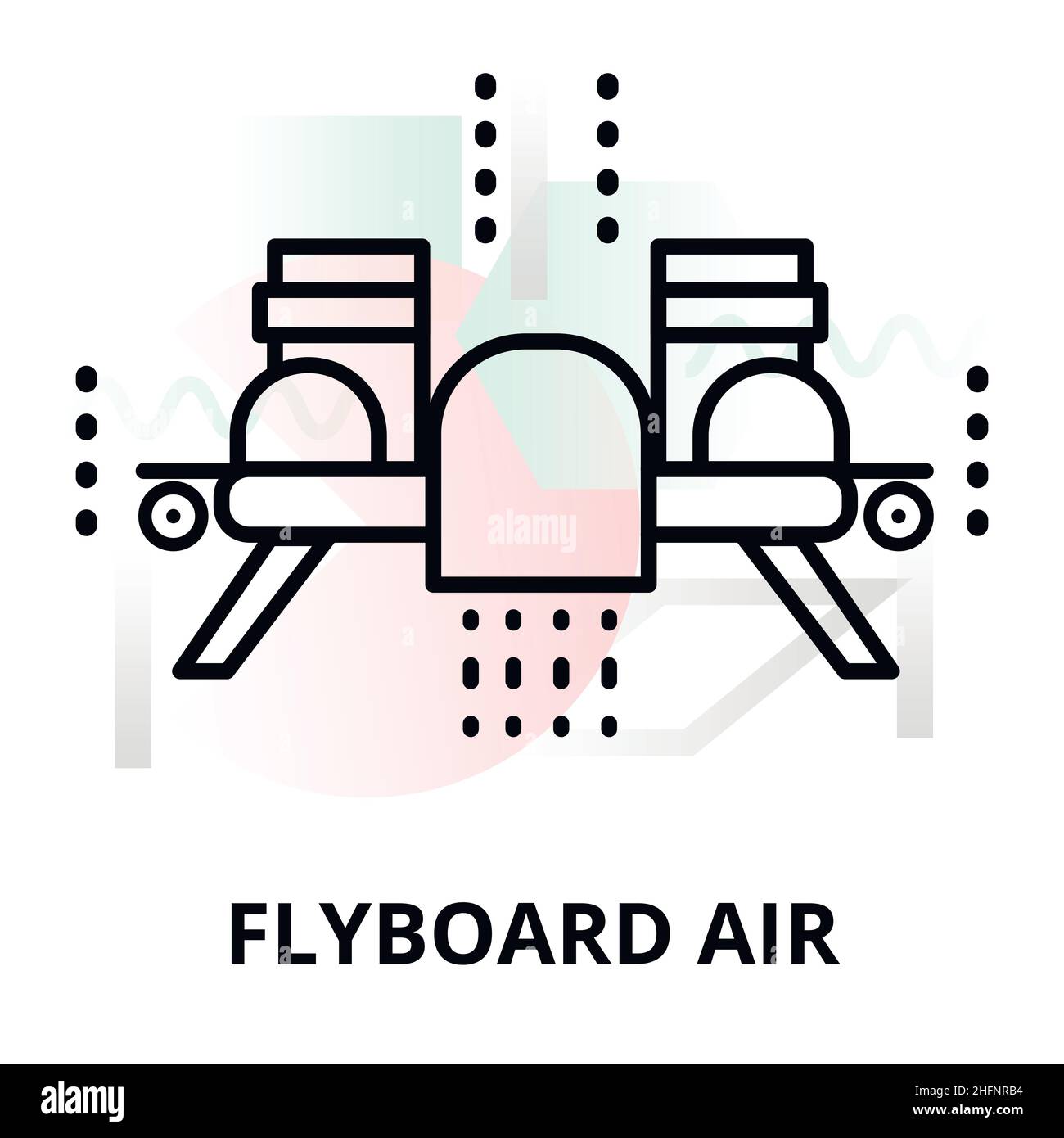 Abstract icon of future technology - flyboard air on color geometric shapes background, for graphic and web design Stock Vector
