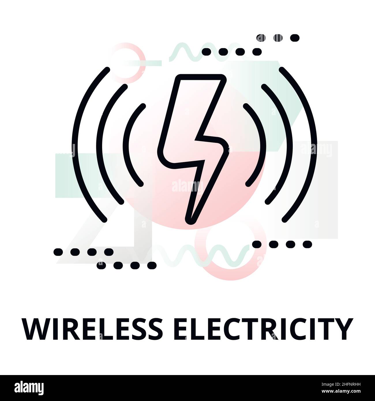 Abstract icon of future technology - wireless electricity on color geometric shapes background, for graphic and web design Stock Vector