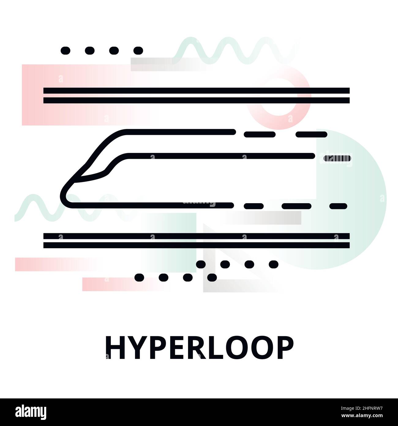 Abstract icon of future technology - hyperloop on color geometric shapes background, for graphic and web design Stock Vector