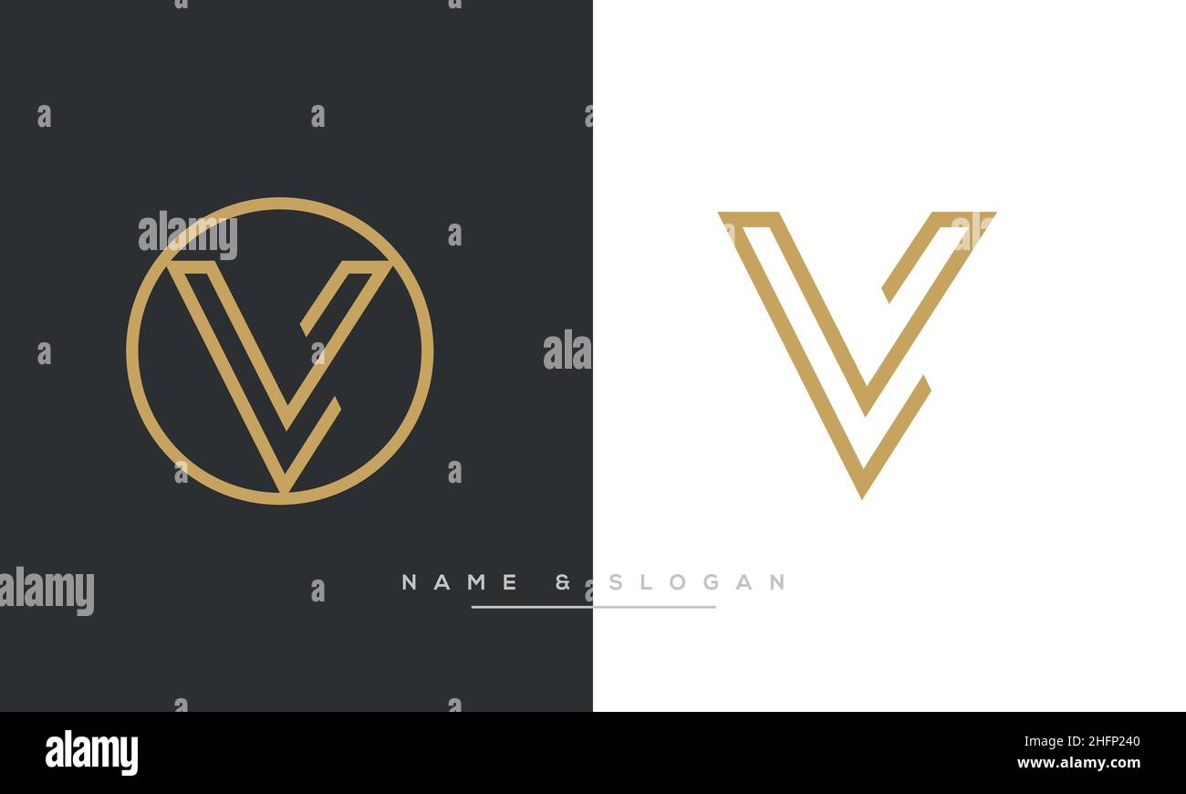 Modern abstract letter LV, VL logo design. Minimal LV, VL initial based icon vector Stock Vector
