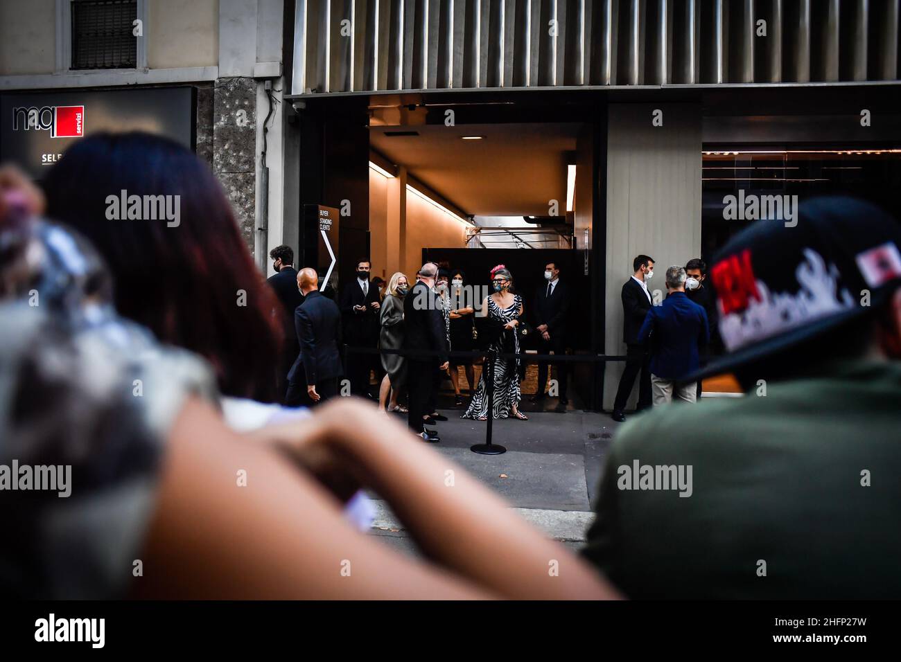 Claudio Furlan - LaPresse 22 September 2020 Milano (Italy) Milan Fashion Week Guests and models of the Dolce &amp; Gabbana fashion show in viale Piave Stock Photo