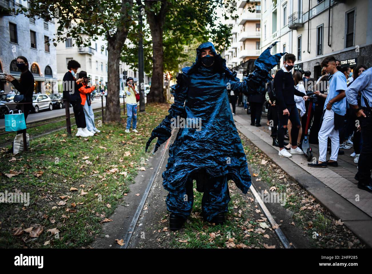 Claudio Furlan - LaPresse 22 September 2020 Milano (Italy) Milan Fashion Week Guests and models of the Dolce &amp; Gabbana fashion show in viale Piave Stock Photo