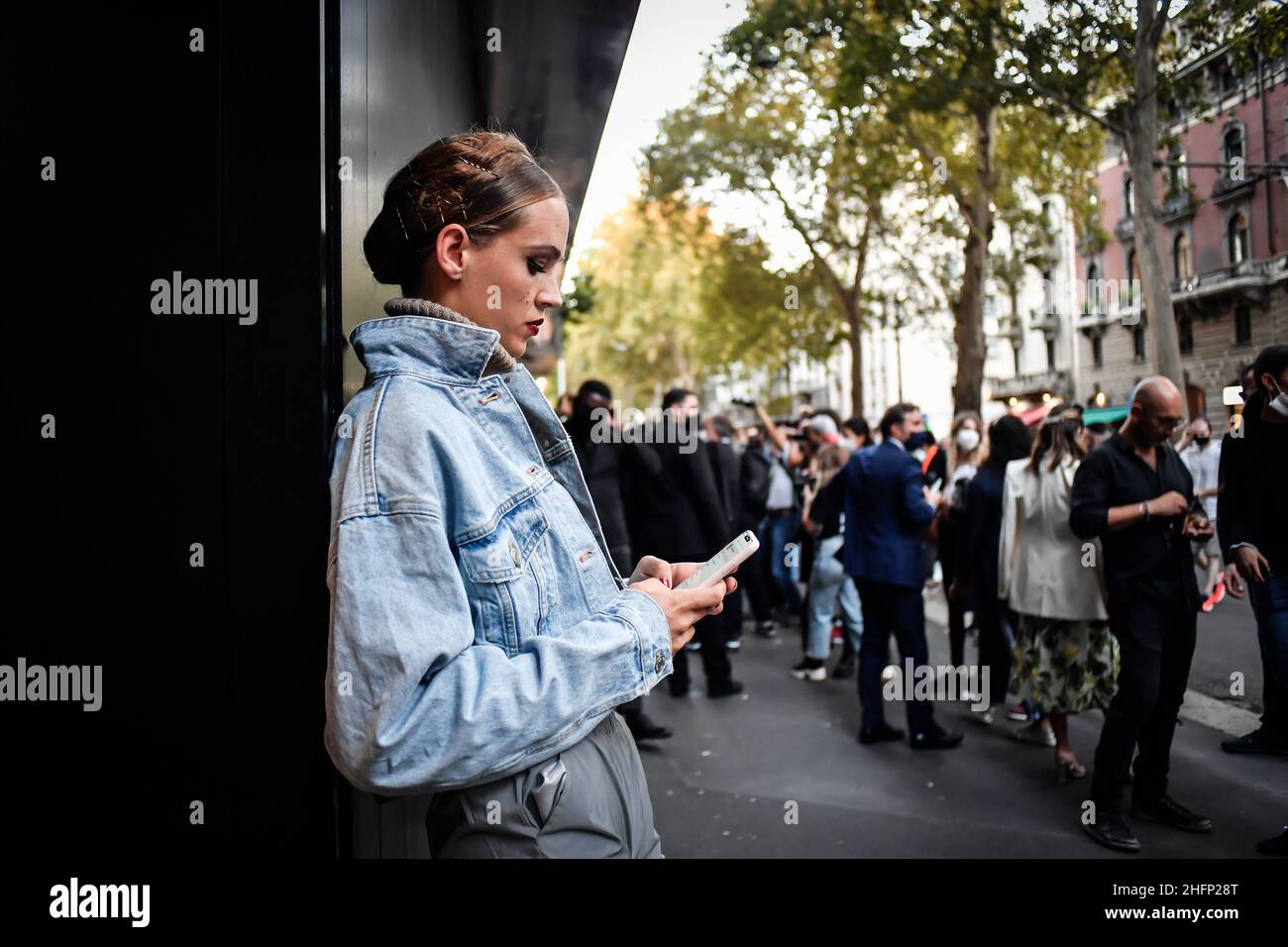 Claudio Furlan - LaPresse 22 September 2020 Milano (Italy) Milan Fashion Week Guests and models of the Dolce &amp; Gabbana fashion show in viale Piave Stock Photo