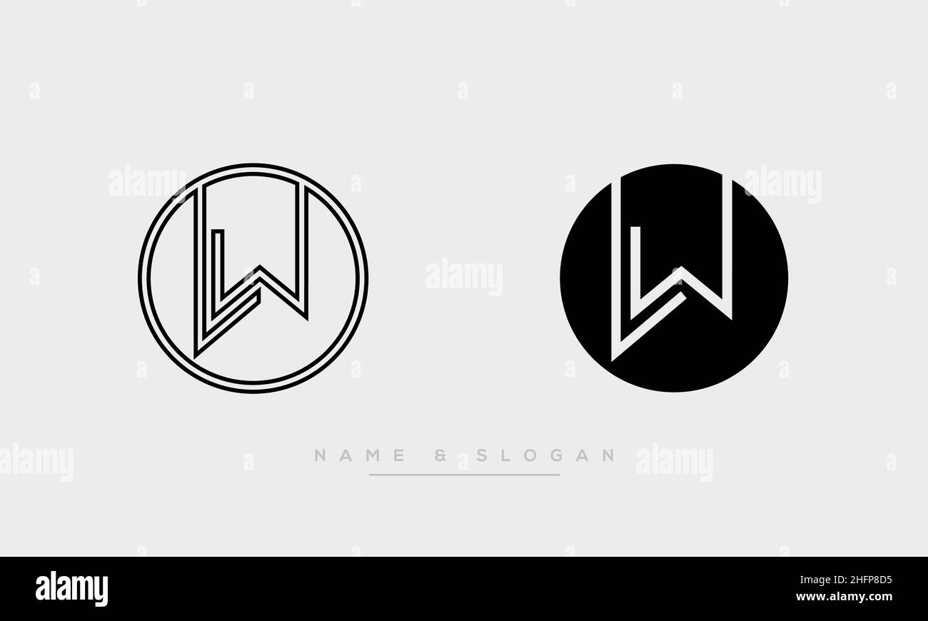 Modern abstract letter LW, WL logo design. Minimal LV, VL initial based icon vector Stock Vector