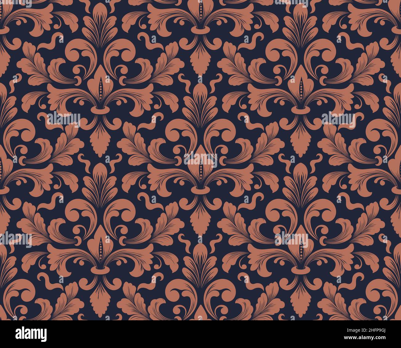 Damask seamless pattern element. Vector floral damask ornament vintage ...