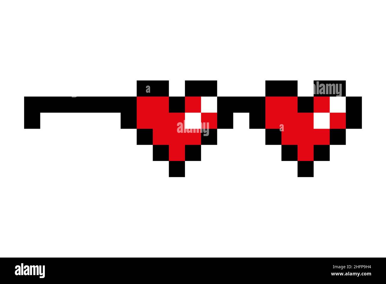 Hearts pixel glasses meme. Happy Valentine day Stock Vector