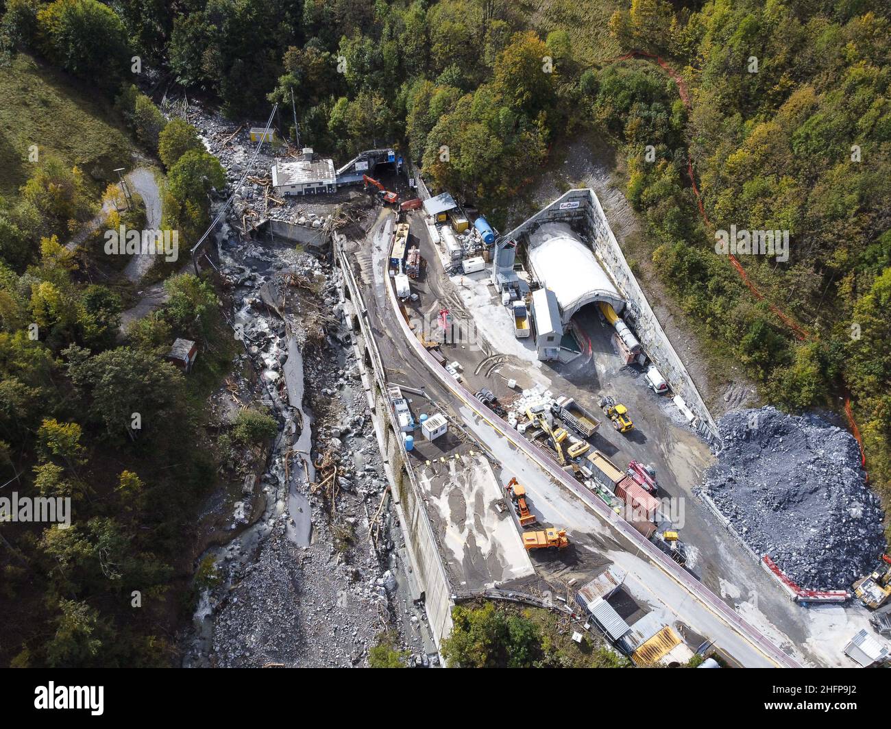 LaPresse/Nicolo' Campo October 6, 2020 Limone Piemonte (Cuneo) (Italy) News  Weather warnings in the Piedmont region in the pic: the Italian side of the  Col de Tende Road Tunnel Stock Photo - Alamy