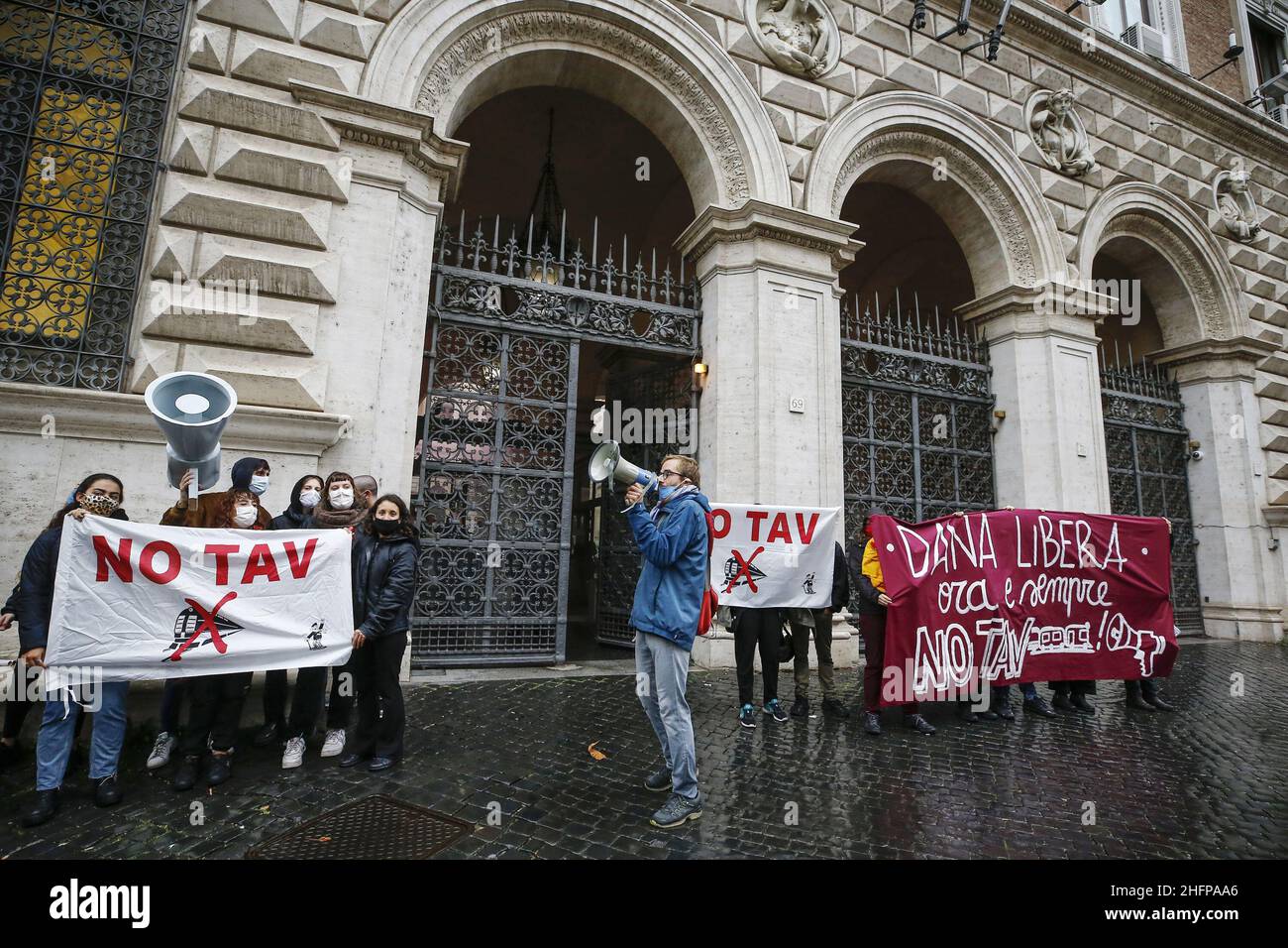 Cecilia Fabiano/LaPresse October 07 , 2020 Roma (Italy) News : Action of No Tav organization in front of Justice Ministry for reclaim freedom for an activist arrested in Val di Susa In The Pic : the protest Freedom for Dana Stock Photo